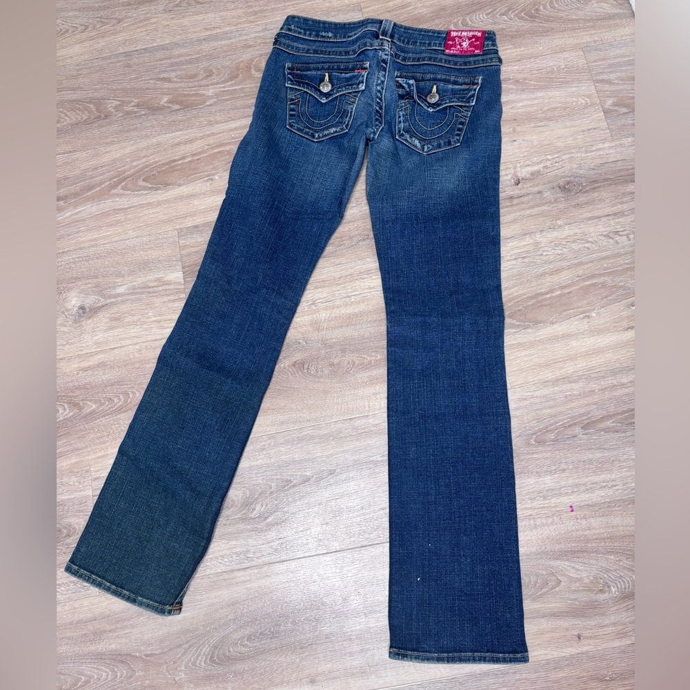 True Religion Y2K Flap Pocket Jeans Size 27 Horseshoe Stitch Bootcut
